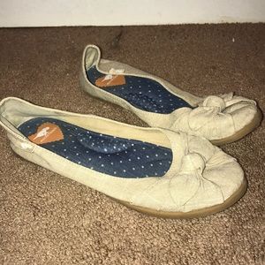Very comfortable tan flats with polka dot inserts!